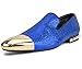 Amali Men's Crinkle Metallic Smoking Slipper with Spiked Heel and Metal Tip Dress Shoe, Style Axel