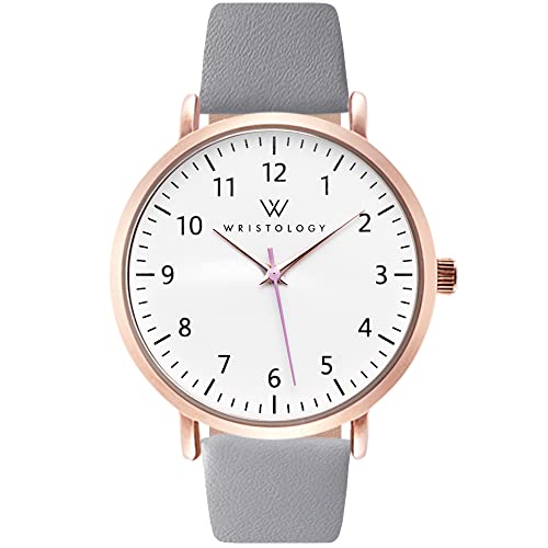 WRISTOLOGY Numbers Womens Nurse Watch Leather Strap in Rose Gold