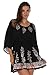 Sakkas 982 Embroidered Batik Gauzy Cotton Tunic Blouse - Black/White - One Size