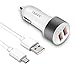 noot products Car Charger + 6FT Micro USB Charging Cable - 36W - QC 3.0-2 Port - Fast Charge Adapter for Samsung Galaxy S7/S6/S6 Plus/S4/Note 5/4/Edge/J7 V/J3 Eclipse/Emerge/J7 Perx-