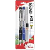 Pentel Twist Erase CLICK  Automatic Pencil with 2 Eraser Refills and Lead, 0.5mm, Assorted Barrels, Color May Vary,  2 Pack (PD275TLEBP2)