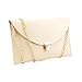 GEARONIC Clutch Purses, PU Leather Evening Envelope Clutch Handbags Womens Crossbody Bag with Chain Strap Beige