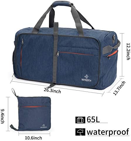 Waynorth 65L Foldable Travel Duffel Bag Weekender Bag with Shoes Compartment for Men Women Water-proof & Tear Resistant Duffel Bag Travel Bag Sports Gym Bag 4 Waynorth 65L Foldable Travel Duffel Bag Weekender Bag with Shoes Compartment for Men Women Water-proof & Tear Resistant Duffel Bag Travel Bag Sports Gym Bag