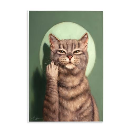 Stupell Industries Cat & Middle Finger Wall Plaque Art by Lucia Heffernan