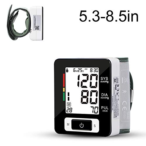 Wrist Blood Pressure Monitor Fully Automatic Digital Blood Pressure Cuff FDA Approved Electric Portable BP Monitor with LCD Display and Memory Storage Function for 2 Users (Black, Wrist)