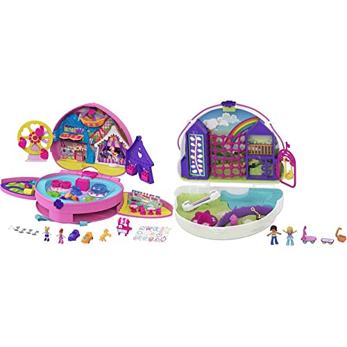 Polly Pocket Theme Park Backpack Compact with 2 Dolls, Accessories