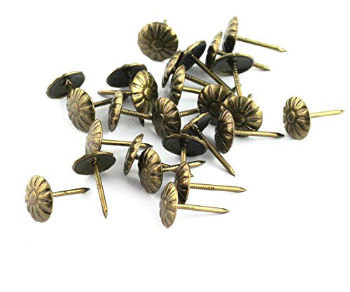 image for RuiLing 150pcs Upholstery Tacks Stud Elegant Vintage Antique Brass Pus