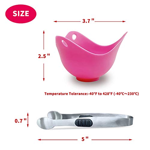 4 Pcs Silicone Egg Poacher Silicone Egg Poaching Cups with For Microwave or Stovetop Egg Cooking Kraft Box Packing Poaches Eggs To Perfection Without the Stress or Mess with 2 Pcs Sugar Cube tongs - Thumbnail 2