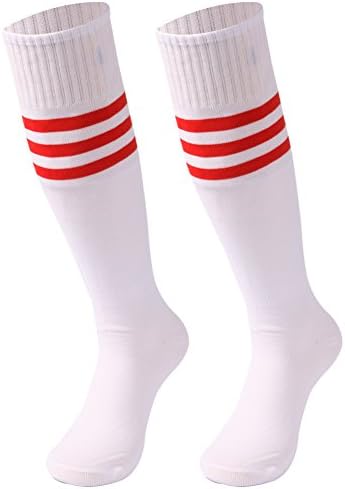 saounisi Unisex Tube Socks Stripe,2/3 Pairs Knee High Football Soccer Volleyball Baseball Cheerleading Team Socks