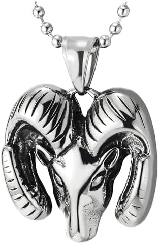 Men's Vintage Gothic Stainless Steel Satan Worship Baphomet Ram