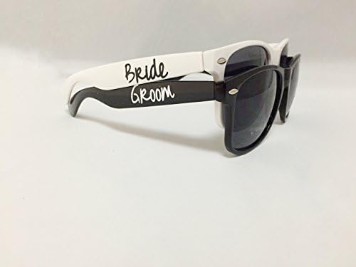 Black and White Bride or Groom Custom Wedding Sunglasses