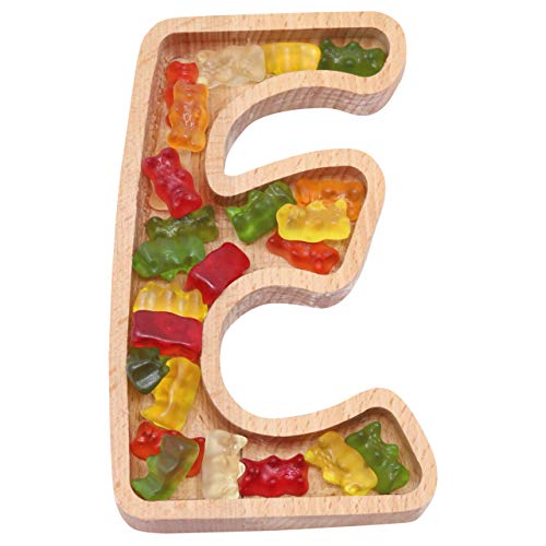 Wooden Letter E Candy Dish, Monogram Nut Bowl, Snack, Cookie, Cracker Serving Plate, Decorative Display, Home Accessory, Unique Gift Idea, for Date, Baby Shower, Birthday Party, Small Size