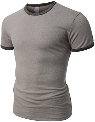 OLLIN1 PREMIUM Mens Soft Jersey Crewneck Heather Ringer T Shirt