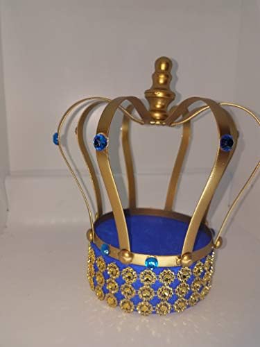 Gold and Royal Blue Jeweled Wire Crown Centerpiece