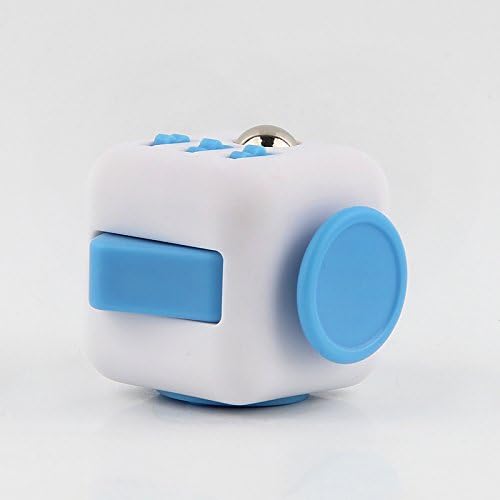 Release Stress Fidget Dice Magic Cube Desk Toy for Children and Adults (White/Blue)