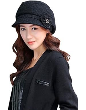 LerBen Women Knitted Warm Cloche fedora Brim Bowler Hat Slouchy Cap