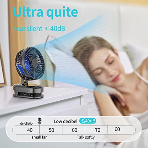 Desk Fans Small Quiet, HandFun Portable Clip on Fan 5000mAh Battery