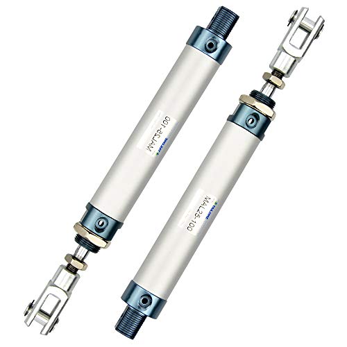 Tailonz Pneumaitc 25mm Bore 100mm Stroke Air Cylinder Double Action with Y Connector and 2Pcs Pneumatic Quick Fitting (MAL25x100)