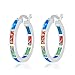 CiNily Womens Rainbow Hoop Earrings for Sterling Silver Plated Small Hoop Earrings Opal Earrings 20mm