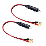 Cigarette Lighter Male Plug to Ring Terminal Connect Extension Cable - 12V-24V Power Supply Cord Adapter Fuse 15A 16AWG Cable Wire for Car Inverter Air Pump Sprayer Compressor and DIY