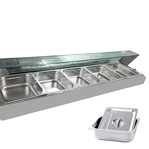 TAIMIKO Bain Marie Food Warmer Buffet Warmer Steam Table Stainless Steel Electric Container Temperature Control W/Glass Top for Catering and Restaurants Commercial Grade 1800W, 1/2 GN 5Pan - Thumbnail 2