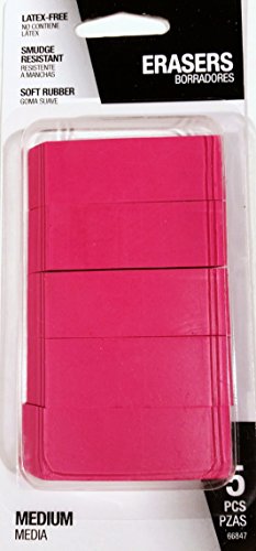 Pink Rubber Eraser (5-Piece per Pack)
