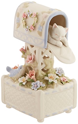 Cosmos SA49117 Fine Porcelain Kitten in Mailbox Musical Figurine, 7-Inch
