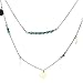DaySeventh Women Gold Double Turquoise Sequins Pendant Chain Statement Necklace