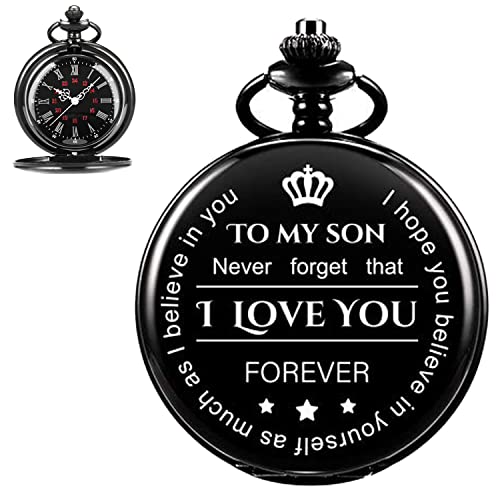 Son Gifts Engraved Pocket Watches Gift for Son from Mom Dad to My Son Gift Pocket Watches for Men Christmas Gift for Son