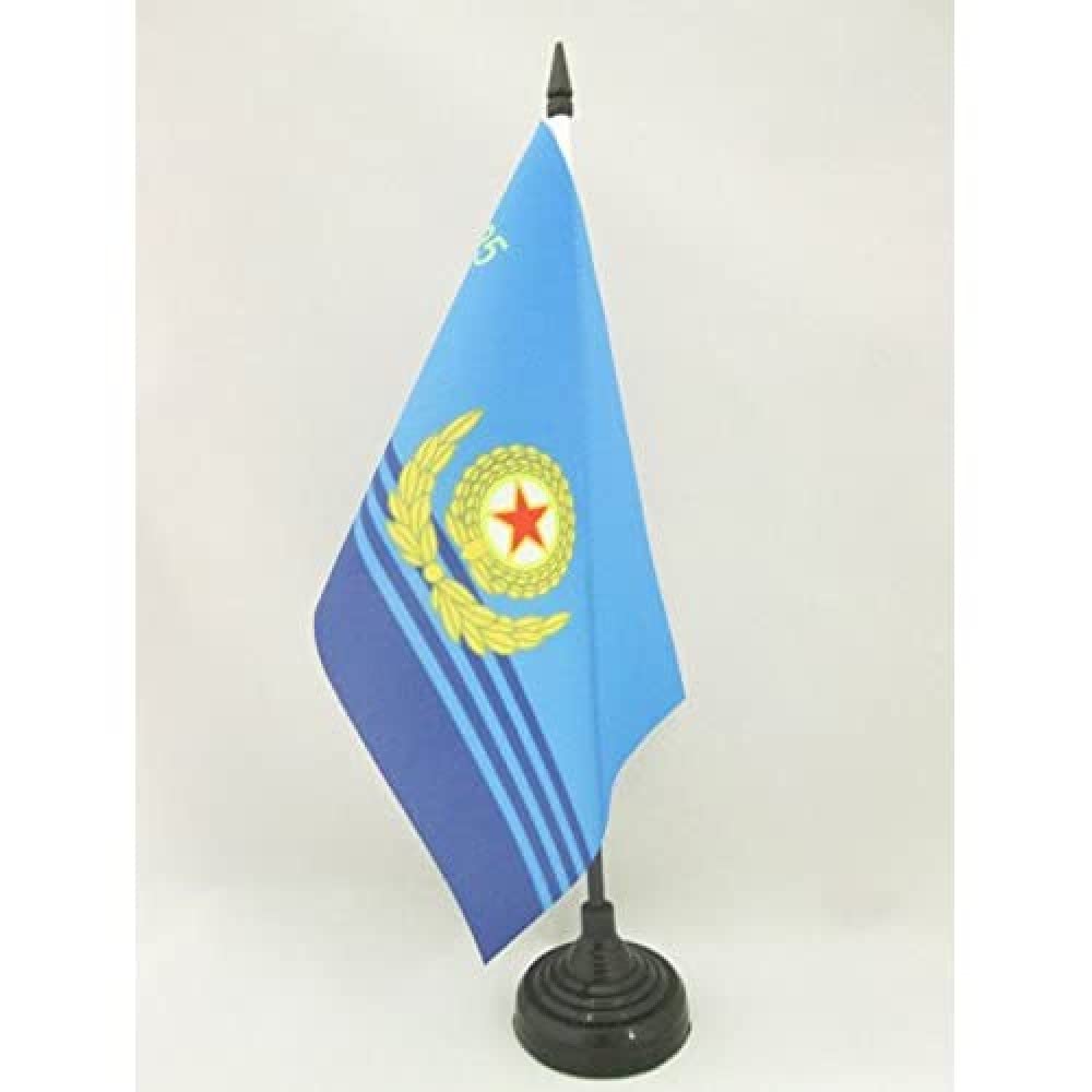 AZ FLAG Korean People's Air Force Table Flag 5'' x 8'' - North Korea military Office Decoration 100% Polyester 21 x 14 cm - Mini Desk Flag with Pole and Black Plastic Base