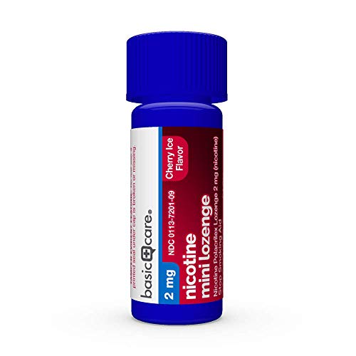 Basic Care Nicotine Mini Lozenge, Stop Smoking Aid, Nicotine Polacrilex 2 mg (Nicotine), Cherry Ice Flavor, 27Count, 27 Count