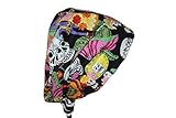Surgical Scrub Hat Chef Nurse Cap EuroGlam Pixie Skulls Red Purple Pink Zebra