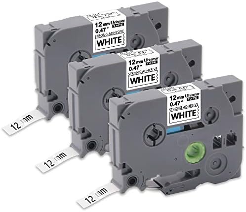 Unismar Compatible Label Tape Replacement for Brother P-Touch TZe-S231 Extra Strength Laminated White Label Tape for PT-D210 PT-H100 PT-1290 PTD600 PT-1880 PT-1180 Label Maker, 1/2" x 26.2', 3-Pack