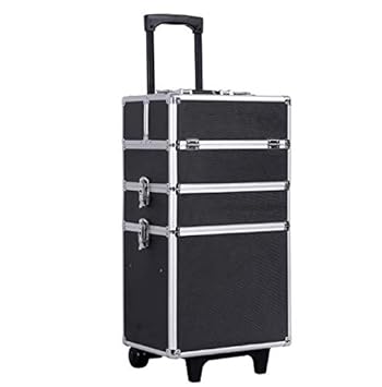 SONGMICS Trolley make up Kosmetikkoffer Aluminium Friseurkoffer XXL Größe Schminkkoffer leer Hartschale für Gepäck 4 in 1 Mul