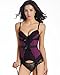 Topmelon Women's Bustier Corset Sexy Girdle Waist Cincher with Garter Belt; XXL; Purple