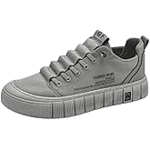 Men's Solid White -Like Sneakers - Low-Top & Slip-Resistant Rubber Sole, Minimalist Modern Design Casual Shoes for Daily Travel, Office, Gym - Comfortable & Durable All-Purpose Sneakers