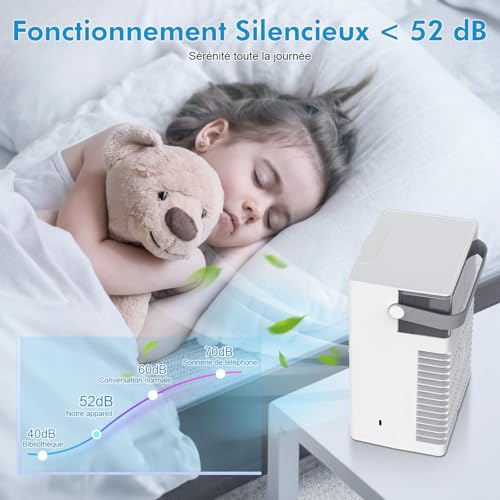 3-in-1 Mini Portable Air Conditioner, 1L Water Tank, 4 Adjustable Speeds 3 Timers, Built-in RGB Light, Silent Mobile Air Conditioner with Remote Control for Home, Office