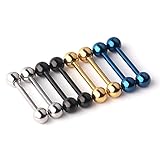 Ruifan Mix Color 316L Stainless Steel Nipple Shield Tongue Barbell Ring Bar Body Piercing 14G 8PCS