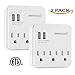 Oviitech 3 Outlet Multi Wall Mount Adapter,Surge Protector,Outlet with Dual 2.1A USB Charging Ports, Wall Plug Extender for Home Travel Office Hotel,White,ETL Listed,2 Pack