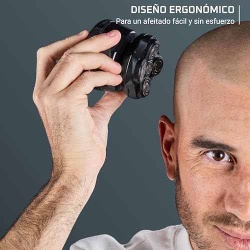 Barber Experience, Afeitadora de Cabeza, 5 cabezales con cuchillas de recubrimiento de titanio, apura hasta 0,1 mm, autonomía de 80 min, resistente al agua, neceser de viaje, TN3110E0