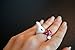 Snow Rabbit Ring by MONVATOO London, a free-size (adjustable band) hand-painted enamel white rabbit bunny ring jewelry with dotted red mushroom