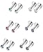 Jstyle 12 Pcs a Set 316L Stainless Steel 16G 2-4mm CZ Nose Piercing Labret Monroe Lip Rings Helix Tragus Cartilage Ear Piercings Studs 6mm Bar Length 2mm