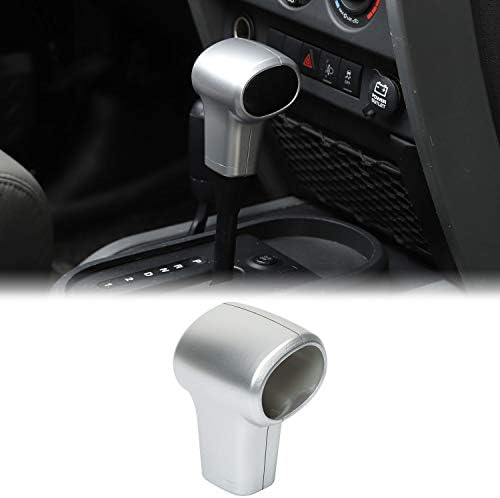 RT-TCZ Gear Shift Knob Handle Cover ABS Full Trim Frame Bezel Interior Accessories for Jeep Wrangler 2007-2010 JK JKU Sport X Sahara Rubicon Silver: Automotive