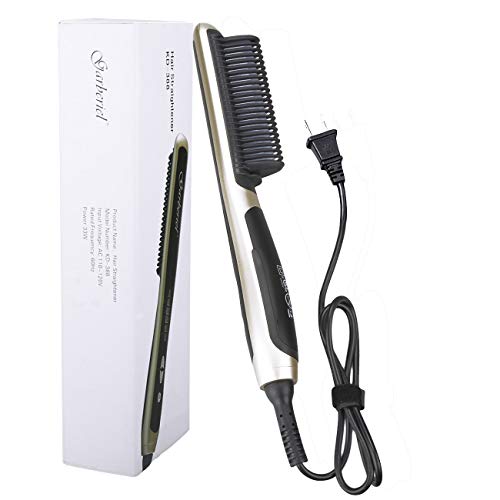 Garberiel 2 in 1 Hair Straightener Brush Straight Hair Comb and Curly Hair Comb 3 Purpose Comb with Premium PTC Ceramic Heating Components 6 Modes