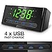 LED Alarm Clock with USB Charger - 4 USB Port for iPhone/iPad/iPod/Android Phone,Tablet and All USB-Charged Devices. Hotel Commercial Grade Bedside Table Clock