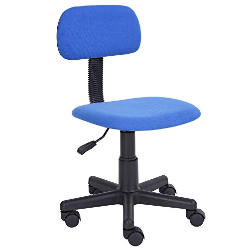 FCH Low-Back Study Chairs Adjustable Swivel Office Chair Armless Task Chair for Home/Office/Study Use,Blue