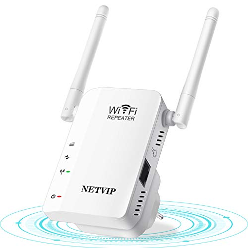NETVIP-WiFi-Repetidor-de-Red-WiFi-Amplificador-WiFi-Extensor-300Mbps24GHz-Repetidor-Red-WiFicon-Puerto-EthernetFacil-de-configurar-Compatible-con-Enrutador-Inalambrico2-Modos-2-Antenas