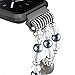 Anjoo Bands for Fitbit Versa/Fitbit Versa Lite Edition Smart Watch, Fashion Jewelry Elastic Stretch Pearl Bracelet Replacement Women Girls Strap Bands for Fit bit Versa Smartwatch - Black/Grey