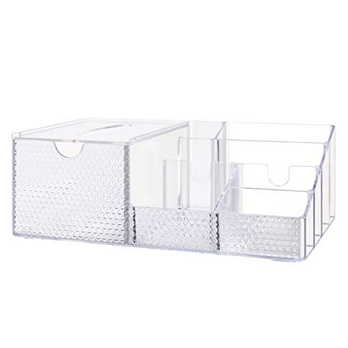 image for CECOLIC Acrylic Tissue Box Cover Holder Combo Makeup Organizers and St