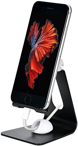 HCTEXL Adjustable Aluminum Stand Bracket with 2x Cable Clamps for 4-10 Inch Phone / Tablet /E-reader (Black)